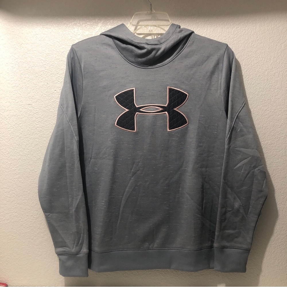 Under Armour Coldgear Hoodie Women XL Gray Jersey Embroidered Logo Activewear - Picture 1 of 8